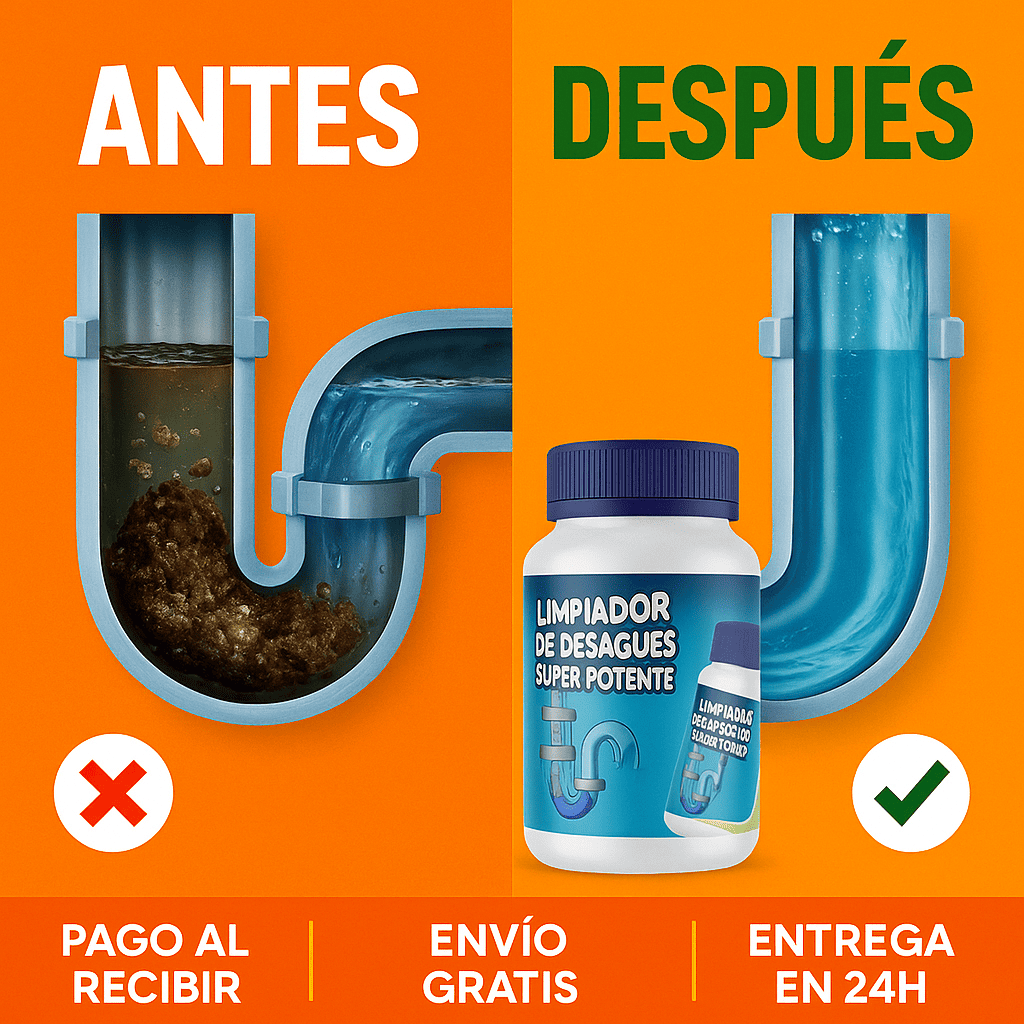 (PAGA 1, LLEVA 2) Limpiador de Desagües Súper Potente - Destapacañerías en Polvo para Desagües y Baños