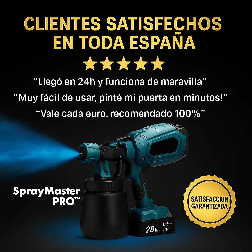 SprayMaster PRO™ - Pistola Americana Eléctrica con Guantes, Gafas, Filtro, Cepillo, Tubo, Limpiador y 2 Baterías Gratis
