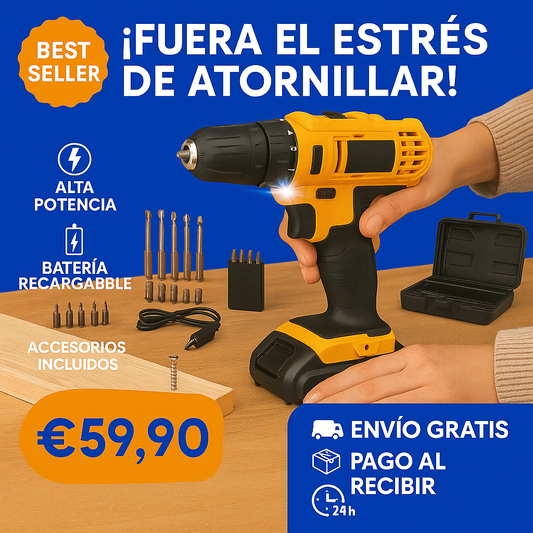 Taladro Inalámbrico 21V con 93 Piezas + Alicate, Cinta Métrica y Más de Regalo (LIQUIDACIÓN POR CIERRE)