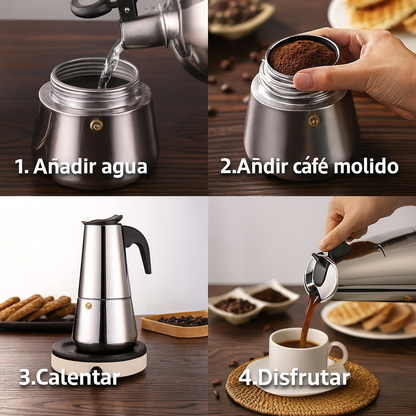 EspressoPro 550 – Cafeteira 12 Tazas Inducción, Acero Inox, Garantía de Sabor – STOCK LIMITADO