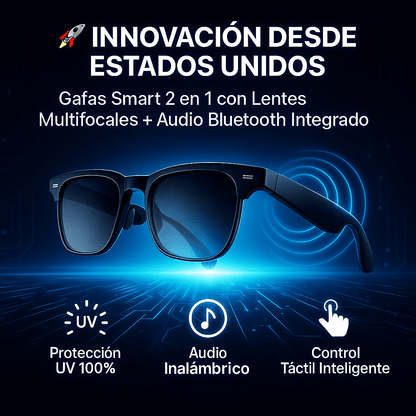 Gafas Smart 2 en 1 - Lentes Multifocales con Audio Bluetooth Integrado y Protección UV