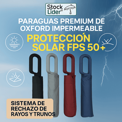 Paraguas Clip Premium de Oxford Impermeable – Protección Solar FPS50+ y Resistencia al Viento y Tormentas