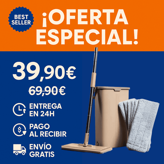 ¡Oferta: Mopa Fregona con Cubo Escurridor 7L – Fácil Limpieza, Cabezal Giratorio 360°