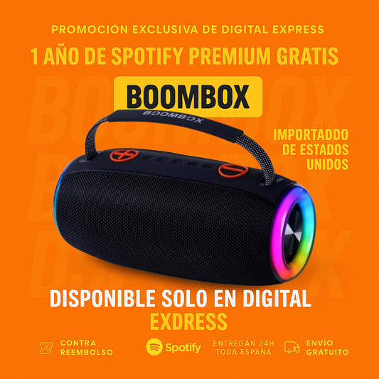 POTENCIA Y SONIDO IMBATIBLES! ¡El BOOMBOX HA LLEGADO +1 Año de Suscripción a Spotify Premium Gratis