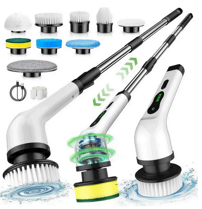 [Adiós al Dolor, al Esfuerzo y al Cansancio] PowerClean™ - Cepillo Eléctrico Giratorio 9 en 1 con Potencia Profesional