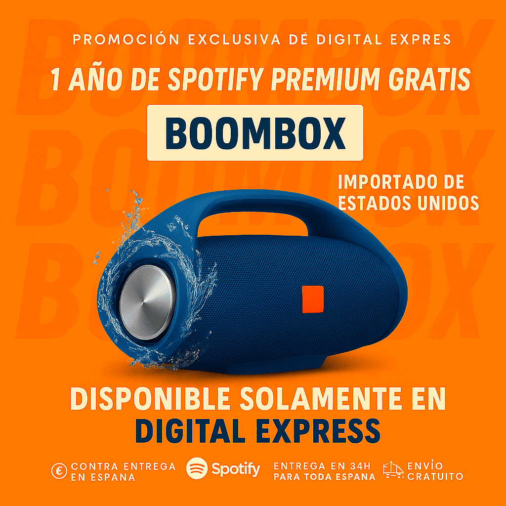 ¡POTENCIA Y SONIDO IMBATIBLES! ¡El BOOMBOX HA LLEGADO! +1 Año de Suscripción a Spotify Premium Gratis