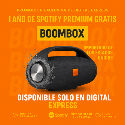 ¡POTENCIA Y SONIDO IMBATIBLES! ¡El BOOMBOX HA LLEGADO! +1 Año de Suscripción a Spotify Premium Gratis