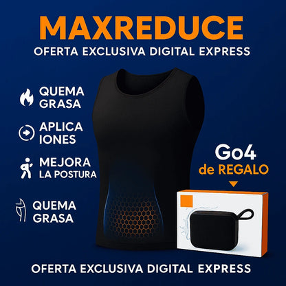 MAXREDUCE - Camiseta Reductora - Tecnología Iónica e Infrarroja + Altavoz GO4™ de REGALO 🎁