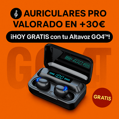 POTENCIA Y SONIDO IMBATIBLES! ¡El ALTAVOZ PORTÁTIL GO4™ + Auriculares PRO de Regalo