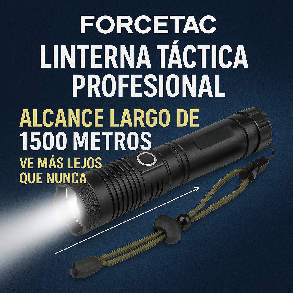 Linterna Táctica Profesional – ForceTac [Ultra Potente, Recargable y Resistente al Agua]