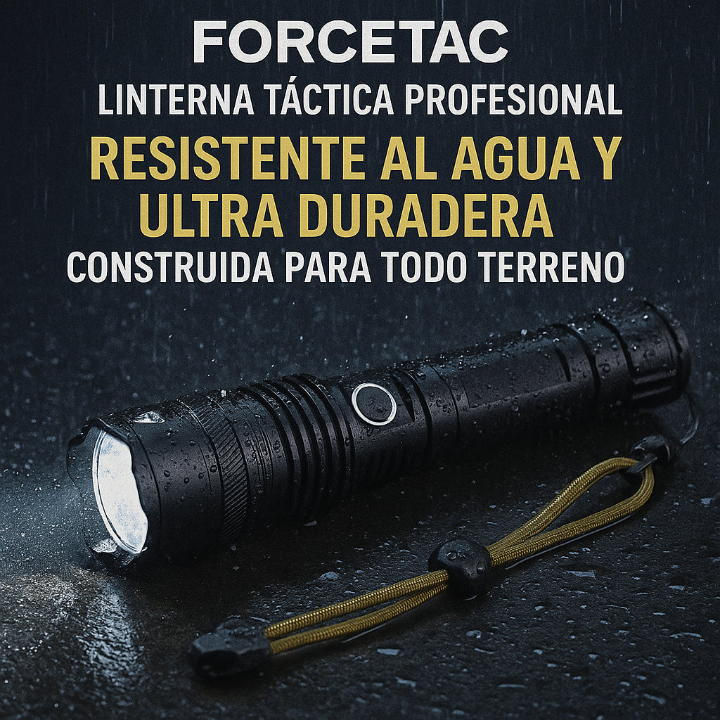 Linterna Táctica Profesional – ForceTac [Ultra Potente, Recargable y Resistente al Agua]