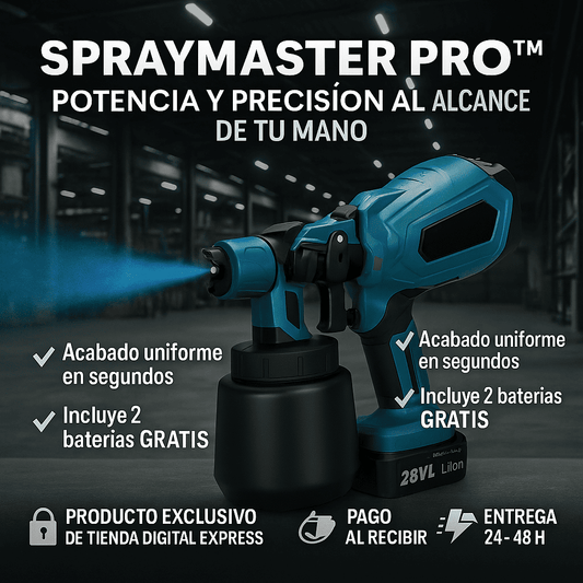 SprayMaster PRO™ - Pistola Americana Eléctrica con Guantes, Gafas, Filtro, Cepillo, Tubo, Limpiador y 2 Baterías Gratis