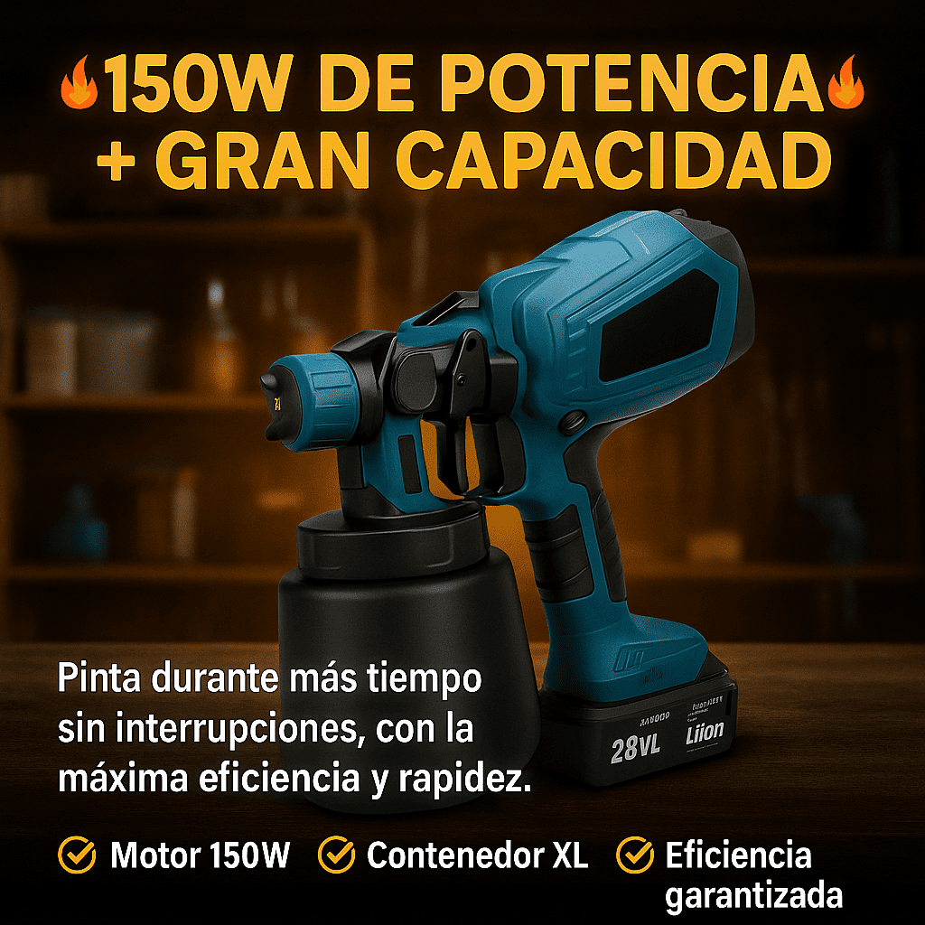 SprayMaster PRO™ - Pistola Americana Eléctrica con Guantes, Gafas, Filtro, Cepillo, Tubo, Limpiador y 2 Baterías Gratis