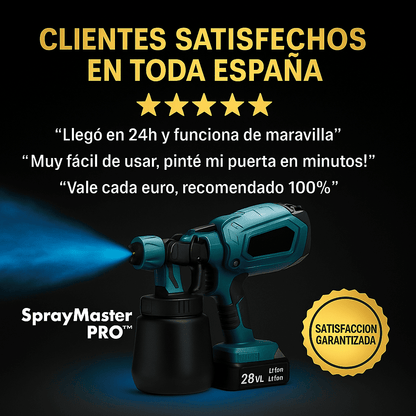 SprayMaster PRO™ - Pistola Americana Eléctrica con Guantes, Gafas, Filtro, Cepillo, Tubo, Limpiador y 2 Baterías Gratis