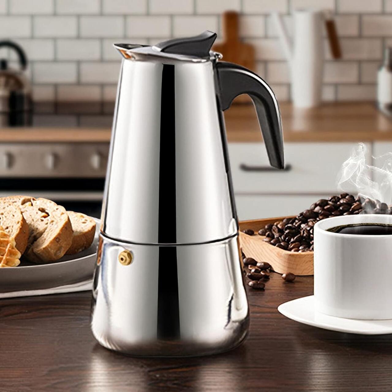 EspressoPro 550 – Cafeteira 12 Tazas Inducción, Acero Inox, Garantía de Sabor – STOCK LIMITADO