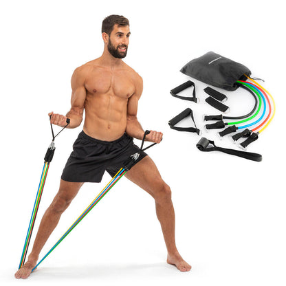 [ENTRENA EN CASA] SuperKit 11 Piezas – Bandas Tubulares + Guía para Tonificar Todo el Cuerpo