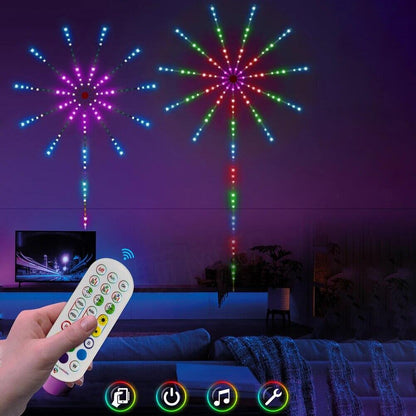 Luces Inteligentes con Sensor de Sonido - Efecto Fuegos Artificiales 🌟 Preventa Navideña
