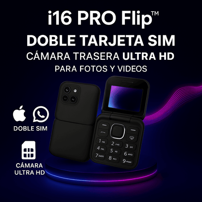 Teléfono Inteligente i16 PRO Flip™ – Diseño plegable, batería duradera, cámara UHD (LIQUIDACION POR CIERRE)
