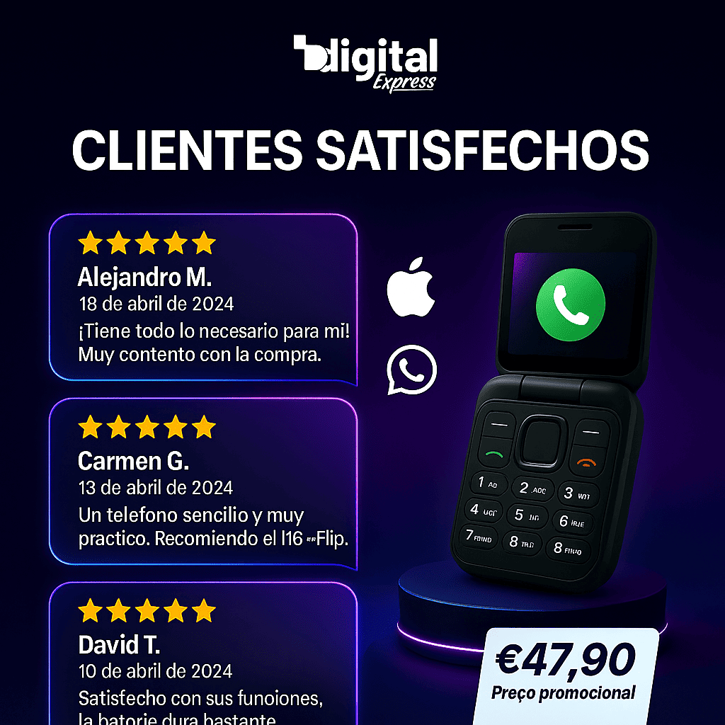 Teléfono Inteligente i16 PRO Flip™ – Diseño plegable, batería duradera, cámara UHD (LIQUIDACION POR CIERRE)